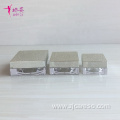 Square Shape Loose Powder Jar with Electroplated Lid